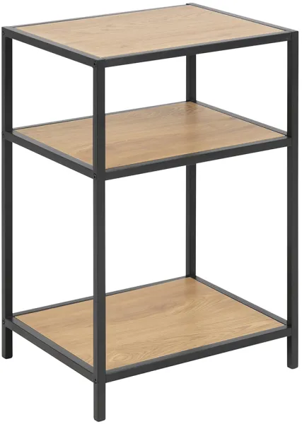 ACT NORDIC Seaford Nachttisch - natur/schwarz Papiereiche/Metall, mit 2 Regalböden